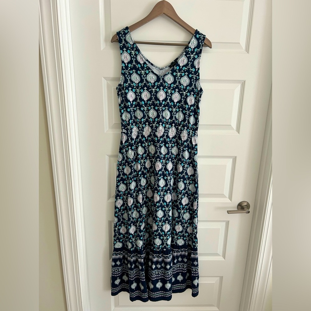 Talbots Sleeveless Maxi Dress Blue Multi Size S